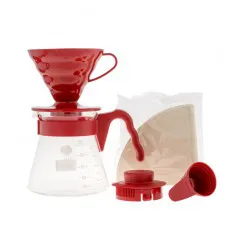 Hario zestaw V60 Pour Over Kit Red - drip + serwer + filtry